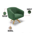Ver imagem 6 de Kit 01 Namoradeira 02 Lugares e 02 Poltronas Giratória Stella Veludo Verde Base Madeira MA30 - D'