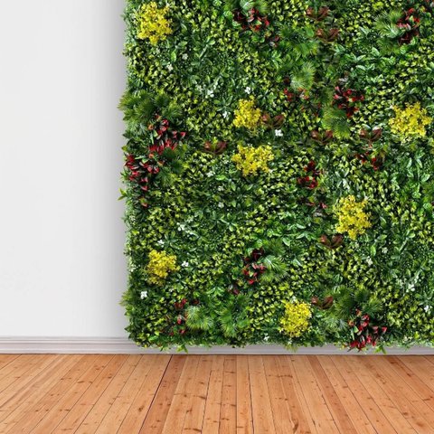 Jardim Vertical Artificial 1m² Folhagem Premium Efeito 3D para Parede e Decoração