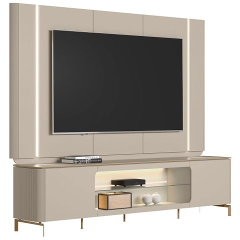 Rack para Sala Led com Painel para Tv 70 Pol Elysia L05 Off White Fosco - Lyam Decor