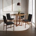 Ver imagem 1 de Conjunto de Jantar Mesa Mônaco 90cm Tampo Imbuia com 4 Cadeiras Pretas Base Cobre Preto