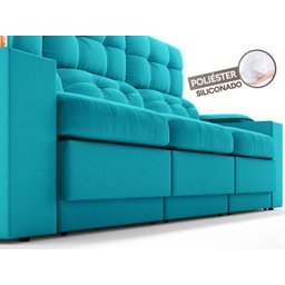Sofá com Porta Copos e Carregador USB Eureka 2,30m Assento Retrátil e Reclinável Velosuede - 6