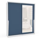 Ver imagem 4 de Guarda Roupa Roupeiro 2 Portas de Correr 2 Gavetas com Espelho Porto Branco Azul Politorno Móveis