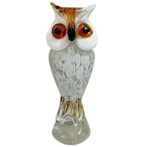 Coruja Decorativa Branca em Murano - 24x9cm Prime Home Decor