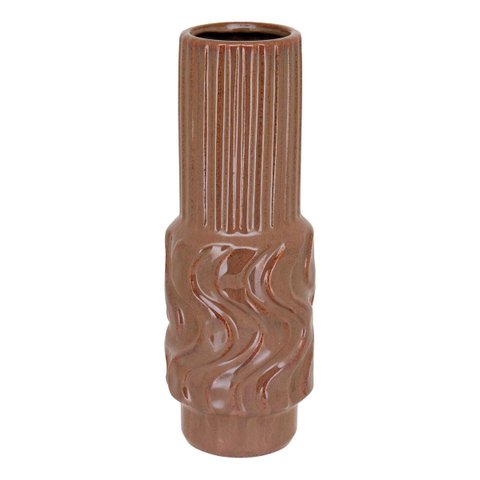 Vaso Decorativo Enfeite Casa Cerâmica 30x10x10cm Bege
