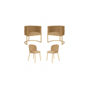 Ver imagem 1 de Kit 2poltronas Decorativa Luana Base Gold e 2 Cadeiras Elegance Veludo Cappucino- Montanaris Decor