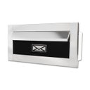 Ver imagem 1 de Caixa de Correio Carta F Inox Polido Brilhante Espelhado C Tarja Preta 20 Cm Profundidade