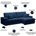 Ver imagem 3 de Sofá Retrátil Reclinável para Sala 3 Lugares 250cm Varsov F04 Veludo Azul - Lyam Decor