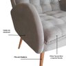 Poltrona Tasca com Puff Pillow Estofado Pé de Madeira Veludo:cinza Claro - 5