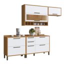 Ver imagem 1 de Armário de Cozinha Modulada com Balcão e Tampo 5 Portas 5 Gavetas Ágata 100% Mdf Vidro Reflecta Amên
