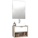 Ver imagem 1 de Conjunto Banheiro Gabinete 60cm 01 Gaveta Com Cuba E Espelho Malta B06 Barrique Branco - Lyam Decor