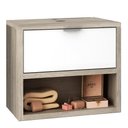 Ver imagem 3 de Conjunto Banheiro Gabinete 60cm 01 Gaveta Com Cuba E Espelho Malta B06 Barrique Branco - Lyam Decor