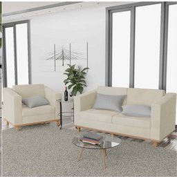 Kit Sofá 2 Lugares e 2 Poltronas Europa Linho Bege - Am Decor - 3