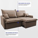 Ver imagem 6 de Sofá sem Caixa Retrátil 1,80m Softgel Luna Velusoft Castor Cama Inbox