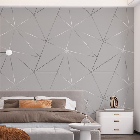 Papel de Parede Adesivo Zara Cinza e Prata - 3,5m