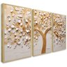 Quadro Decorativo Arvore Folhas Gold Luxo Moderno Sala Quarto com Moldura - 1