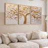 Quadro Decorativo Arvore Folhas Gold Luxo Moderno Sala Quarto com Moldura - 3