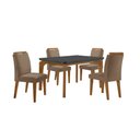 Ver imagem 2 de Conjunto Sala de Jantar Mesa Liz 120cm Mdf Canto Copo e 4 Cadeiras Athenas Moderna