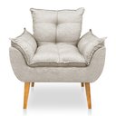 Ver imagem 4 de Kit Poltrona Decorativa e Puff Opala Luxo Linho Bege Dal Poz Estofados