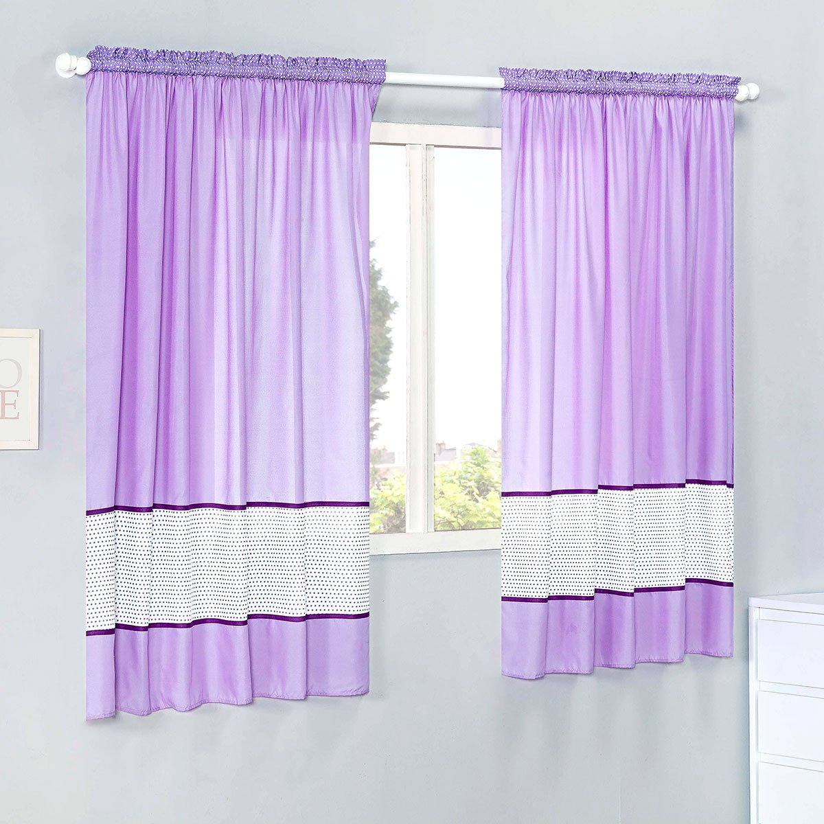 Cortina para Quarto Infantil Lilás 2m x 1,65m Ideal para Varão Simples ...
