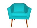 Ver imagem 3 de Kit Namoradeira + 1 Poltrona Decorativa Agatha Suede Azul Tifany Pés Madeira Mz Decor
