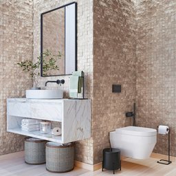 Porta Toalha de Pia Bancada Lavabo Duplo Quadrado Aço Preto - 5