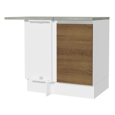 Balcão Armário de Cozinha de Canto 1 Porta Branco/Rustic Glamy Madesa