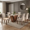 Ver imagem 1 de Conjunto Mesa de Jantar com 6 Cadeiras 100% MDF Casuá Chocolate/Off White/Suede Bege Espanha