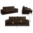 Ver imagem 2 de Sofá Retrátil e Reclinável 3 Lugares 2,50m com Molas Milão Suede Marrom Mirra Decor