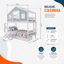 Ver imagem 4 de Beliche Casinha Dos Sonhos com Varanda 02 Gavetas e Kit Escorregador Madeira Maciça Branco | Azul