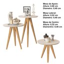 Ver imagem 1 de Kit 3 Mesas Sala Retrô Pés Palito, Centro, Lateral e Apoio Havana - Off White - Comprar Moveis em Ca