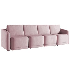 Sofá Cama Casal para Sala 396cm Polska K04 Veludo Rosê - Mpozenato