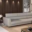Ver imagem 3 de Sofá Moderno 3,40 Chaise, Pés Aço, D-26, Linho Cinza Aurora