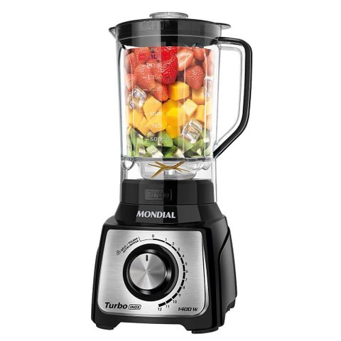 Liquidificador Mondial L-1400-Lt Turbo Inox 1400W 2,1L 12 Velocidades Preto Inox 220V