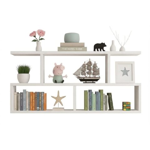 Nicho Decorativo Organizador de Livros 80cm MDF Sala Quarto Branco