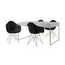 Ver imagem 5 de Mesa Jantar Industrial Branca 137X90Cm Com 4 Poltronas Pretas Base Ferro Bra Cor: Branco