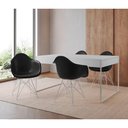 Ver imagem 1 de Mesa Jantar Industrial Branca 137X90Cm Com 4 Poltronas Pretas Base Ferro Bra Cor: Branco
