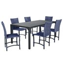 Ver imagem 1 de Conjunto 6 Cadeiras Cannes Corda Náutica e Mesa Retangular Ripada 2,00m em Alumínio para Edícula, Ja