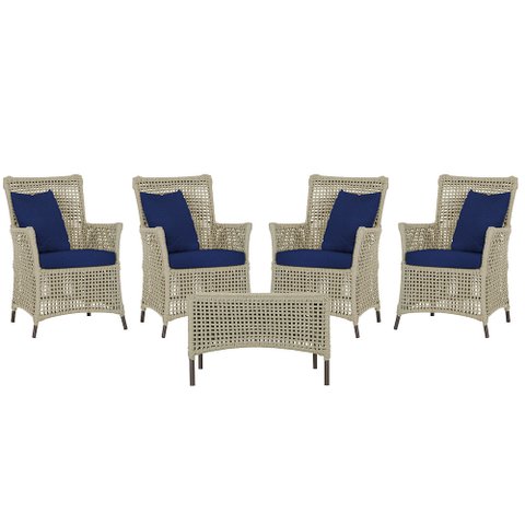 4 Poltronas e 1 Mesa Igapó em Alumínio Pintura Marrom Corda Náutica Estofado 10