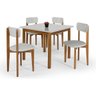 Kit Mesa De Jantar 90x90 Com 4 Cadeiras Cozinha Apartamento Elisa - Off White/Off White - 1