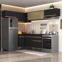 Ver imagem 1 de Cozinha Completa de Canto Veneza GB Multimóveis MP2060 com Armário e Balcão Preta