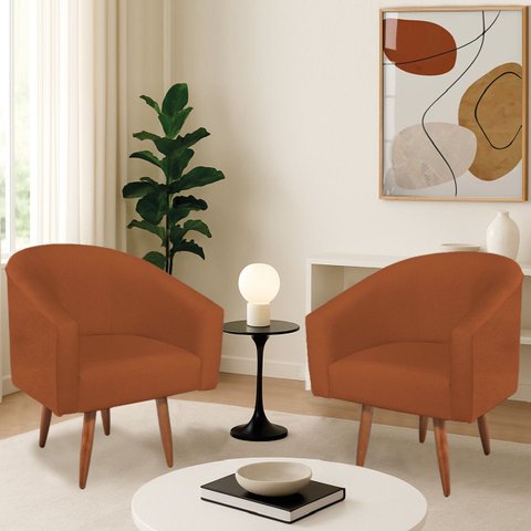 Kit 2 Poltronas Decorativa Jade Design Moderno Sala de Estar Quarto Escritório Confortável Luxo Pés 