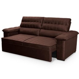 Sofá Retrátil Reclinável 3 Lugares com Molas 2,00m Quantum Suede Velut Marrom - King House - 9