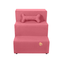 Ver imagem 3 de Escada Pet Escadinha Suede Rosé Cachorro Gato Rampa Pet Ossinho