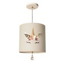 Ver imagem 1 de Lustre Pendente Infantil Unicórnio Cúpula Branco 25x25