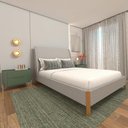 Ver imagem 5 de Cama Casal Estofada com Cabeceira e 2 Mesas de Cabeceira Mdf Cor:linho Aluminio com Musgo