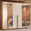 Ver imagem 2 de Guarda Roupa Casal Volpi Ripado 6 Portas Cinamomo/off White com 8 Espelhos - Madetec