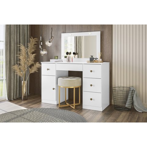 Penteadeira Camarim Sonhos C/ Espelho e Led - 5 Gavetas - Moval