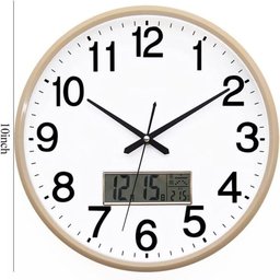 Relogio Parede Calendario Termometro Digital Despertador Escritorio Sala Medidor Temperatura Dourado - 2