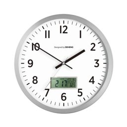 Relogio Parede Calendario Termometro Digital Despertador Escritorio Sala Medidor Temperatura Dourado - 1