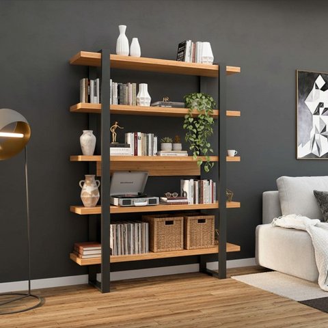 Estante Estilo Industrial 1,35m 5 Prateleiras Móvel na Caixa